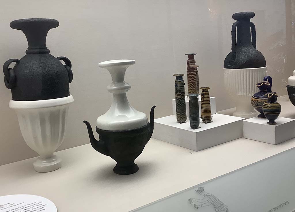 image of the ancient craft space exhibit with contemporary works at biennale of crafts and design